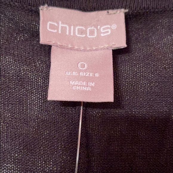 CHICO’S Stitch Detail Black Cardigan Sweater 0 - Picture 4 of 6